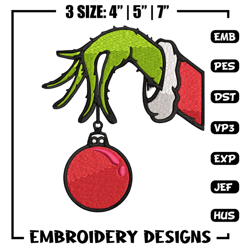 Grinch Hand Stock Illustrations Embroidery design, Grinch Embroidery, Embroidery File, Grinch design, Instant download..jpg