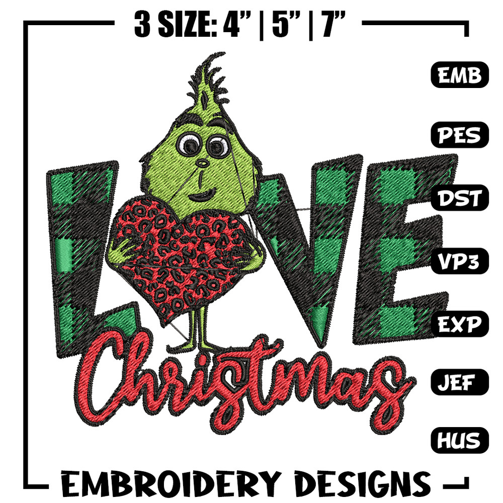 Grinch Love Christmas Embroidery design, Grinch christmas Embroidery, Grinch design, Embroidery file, Instant download..jpg