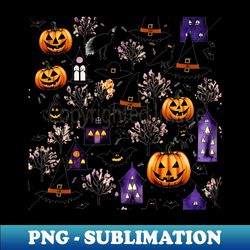 Halloween pumpkin houses and witchs hat design Boo - Special Edition Sublimation PNG File - Perfect for Sublimation Mastery