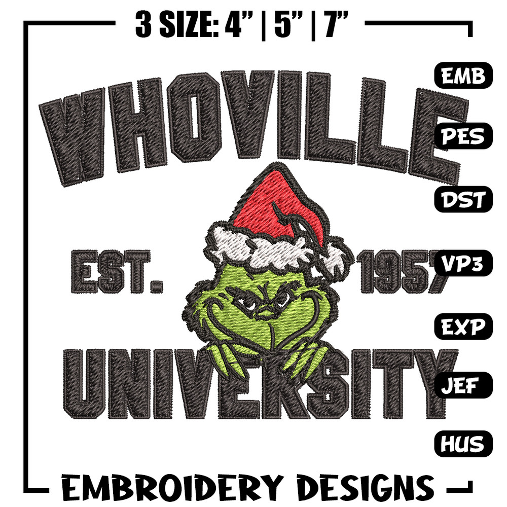 Grinch Whoville University Christmas Embroidery design, Grinch Christmas Embroidery, Grinch design, Digital download.jpg