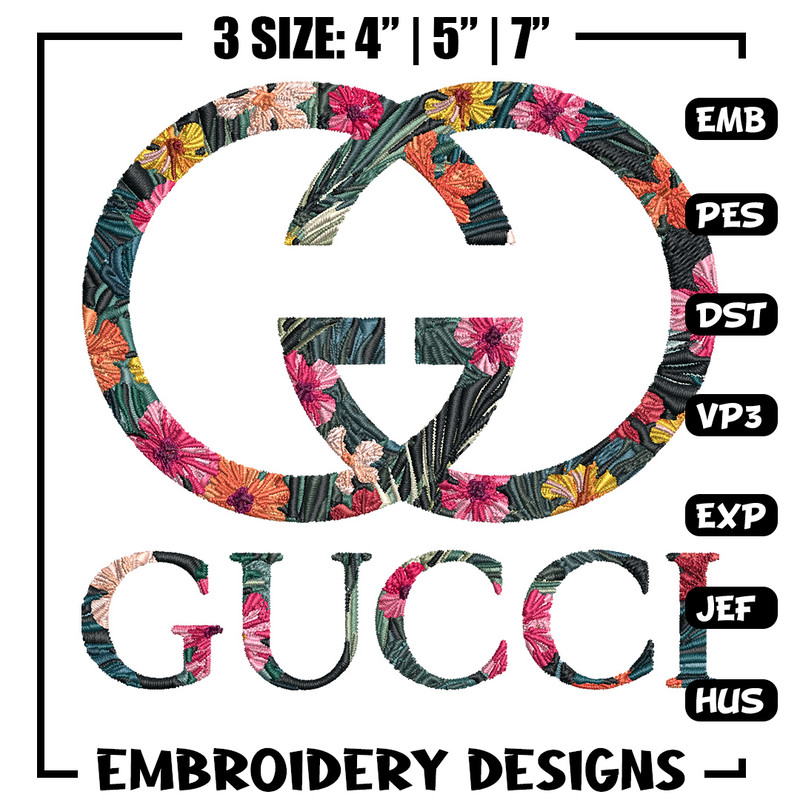 Gucci flower Embroidery Design, Gucci Embroidery, Brand Embroidery, Logo shirt, Embroidery File, Digital download.jpg
