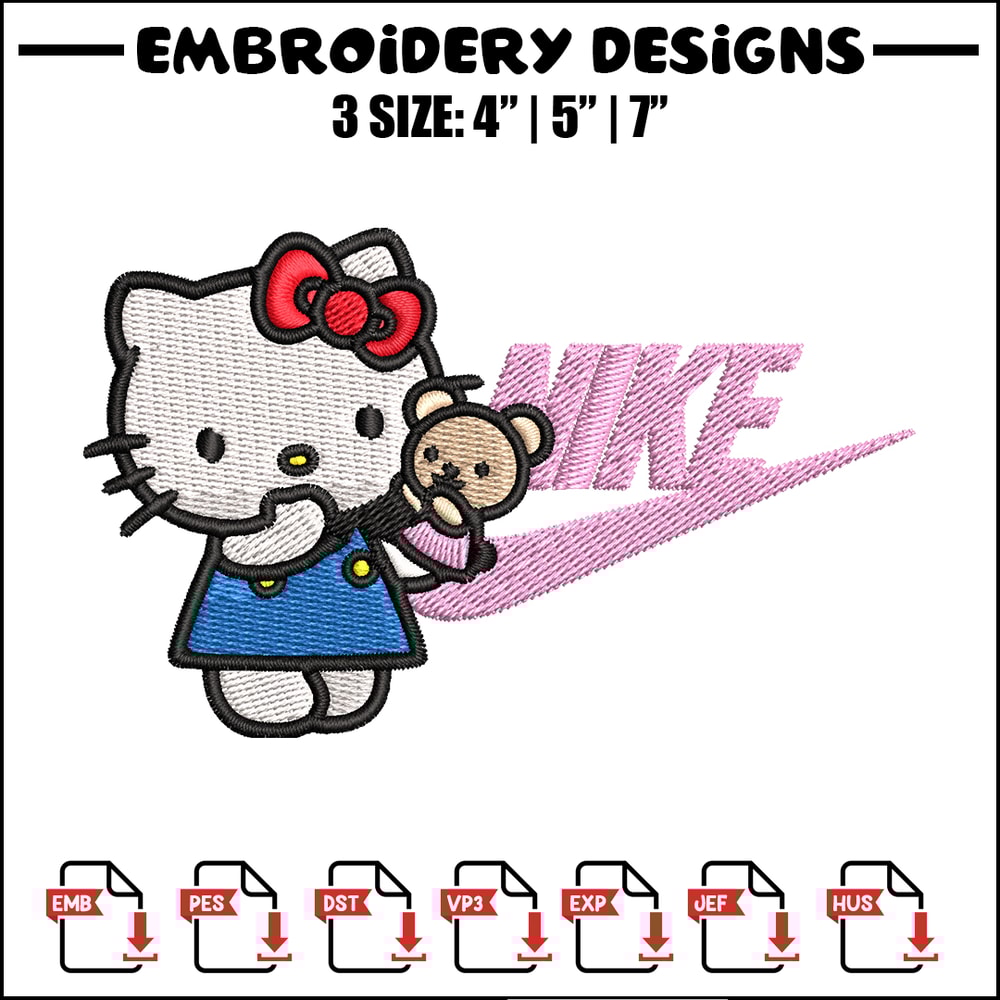 Hello kitty Nike Embroidery design, hello kitty cartoon, Embroidery, Nike design, Embroidery file, Instant download..jpg