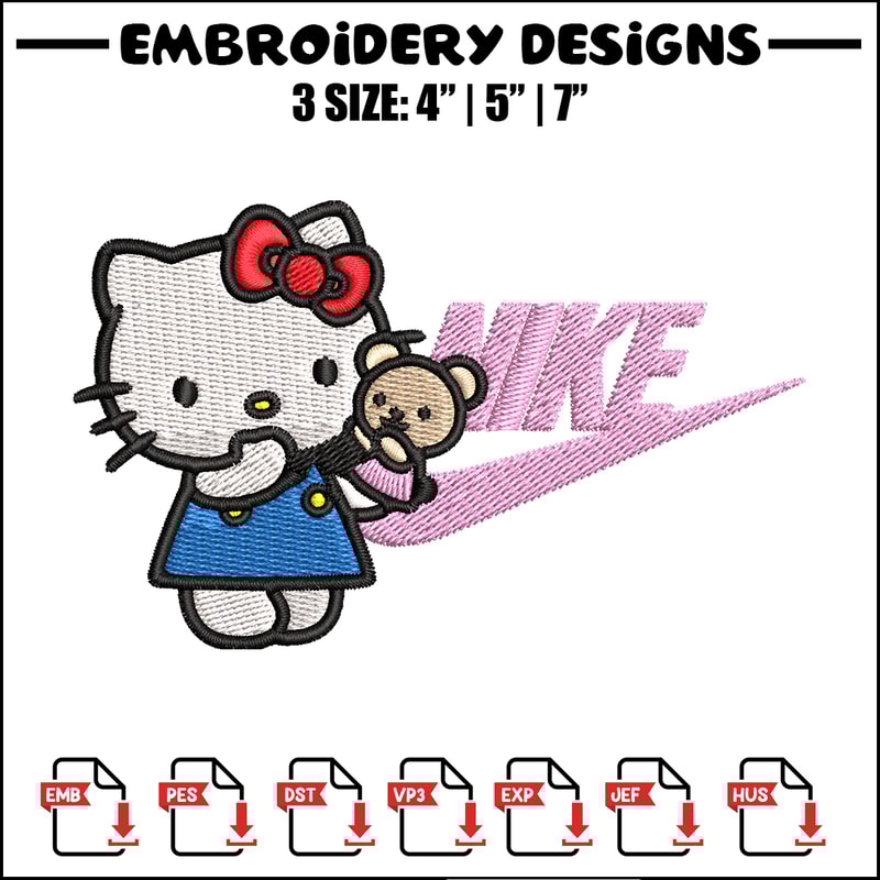 Hello kitty Nike Embroidery design, hello kitty cartoon, Embroidery, Nike design, Embroidery file, Instant download..jpg