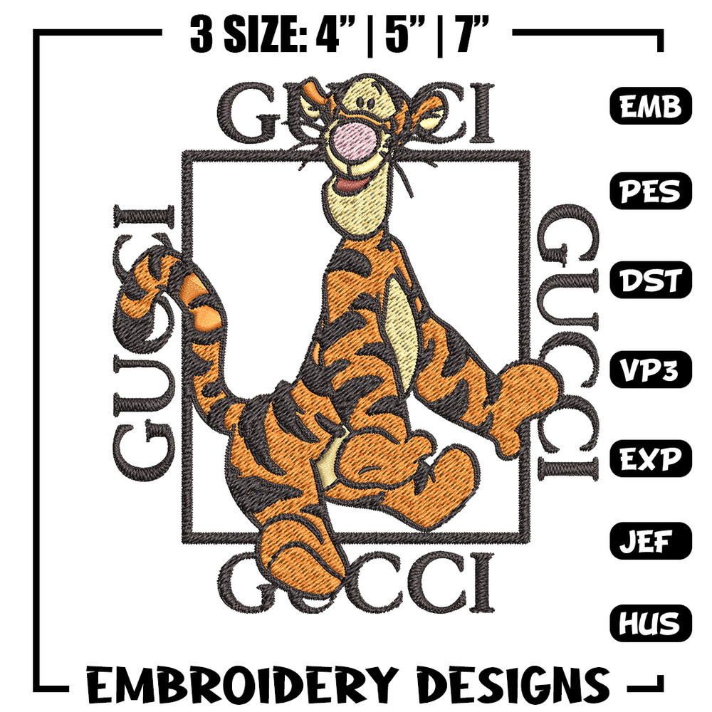 Gucci Tiger Embroidery design, winnie the pooh cartoon Embroidery, cartoon design, Embroidery File, Instant download..jpg