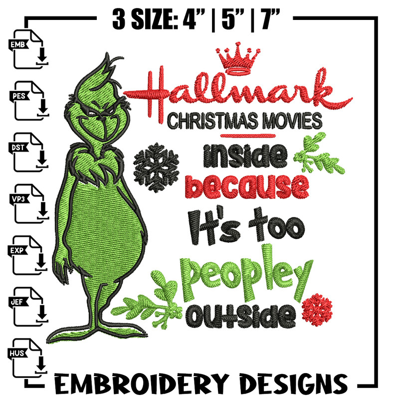 Hallmark Christmas Movies Inside Mr Grinch Embroidery design, Grinch Embroidery, Grinch design, Instant download..jpg