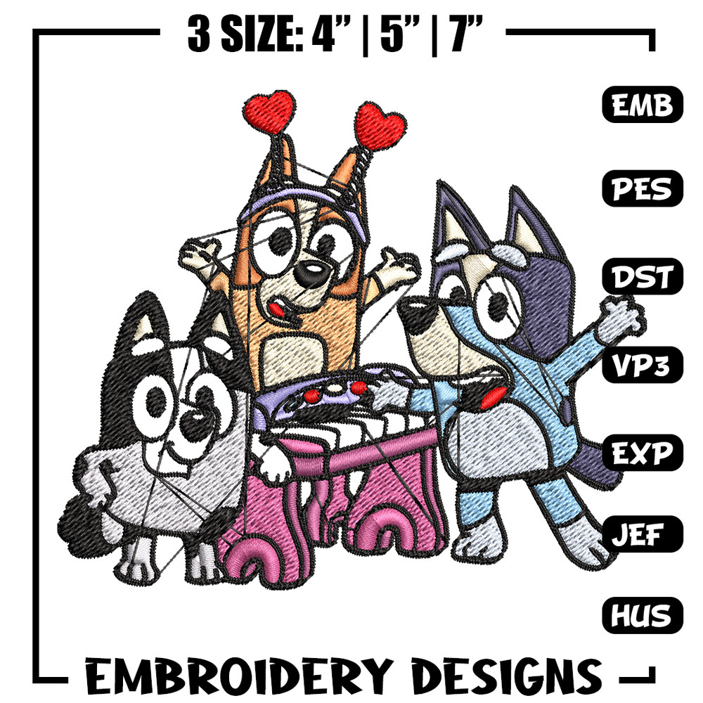 Happy birthday bluey Embroidery, Bluey Embroidery, Embroidery File, cartoon shirt, cartoon design, Digital download..jpg