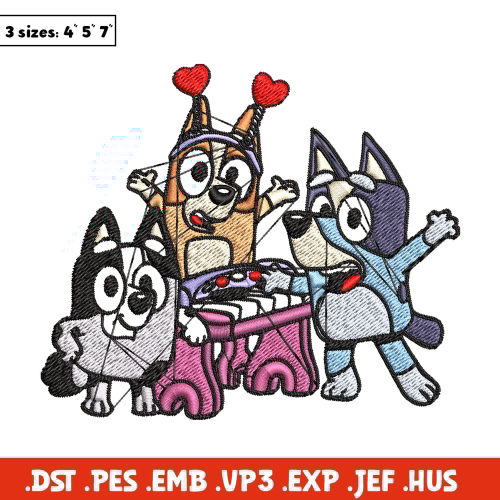 Happy birthday bluey Embroidery, Bluey Embroidery, Embroidery File, cartoon shirt, cartoon design, Digital download..jpg