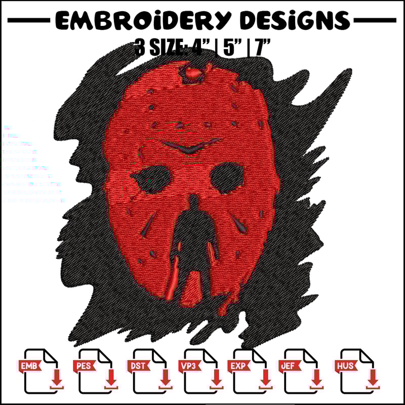 Jason Voorhees Embroidery design, Horror Embroidery, horror design, Embroidery File, logo shirt, Digital download..jpg