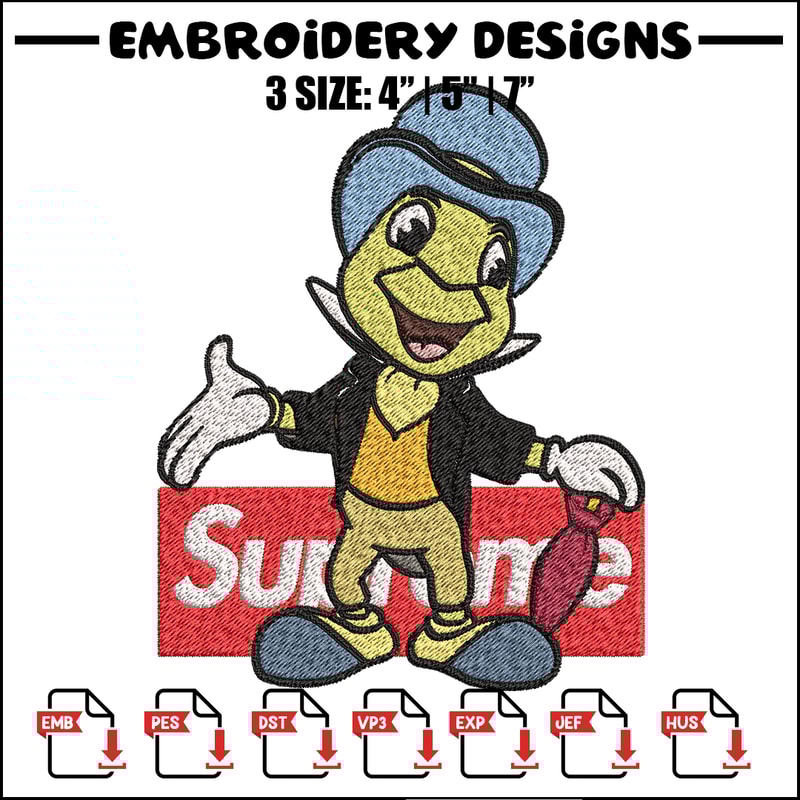 Jimimy cricket supreme Embroidery design, Jimimy cricket Embroidery, cartoon design, Embroidery File, Instant download.jpg