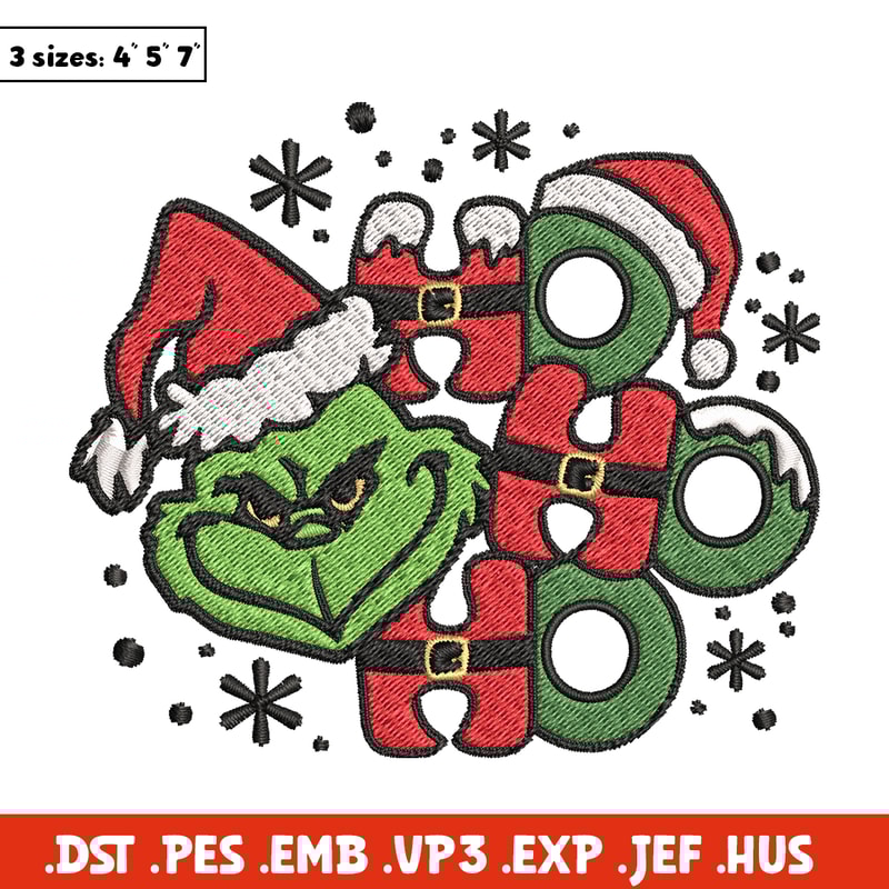 Ho Ho Ho The Grinch Embroidery design, Grinch christmas Embroidery, Grinch design, Embroidery File, Instant download..jpg