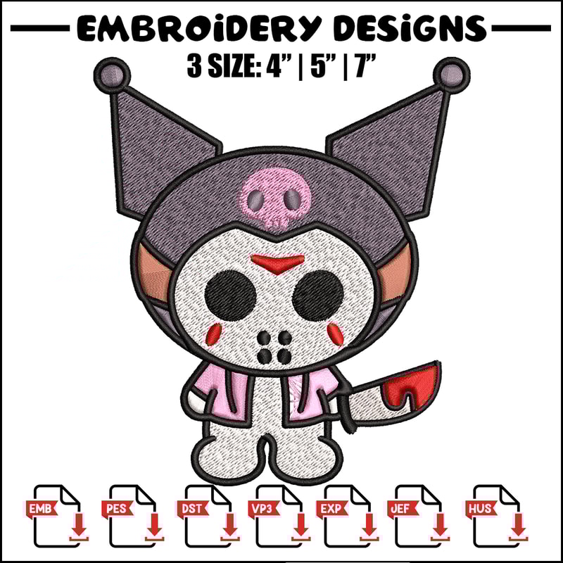 Kuromi Jason Voorhees Embroidery design, Halloween Embroidery, cartoon design, Embroidery File, Digital download.jpg