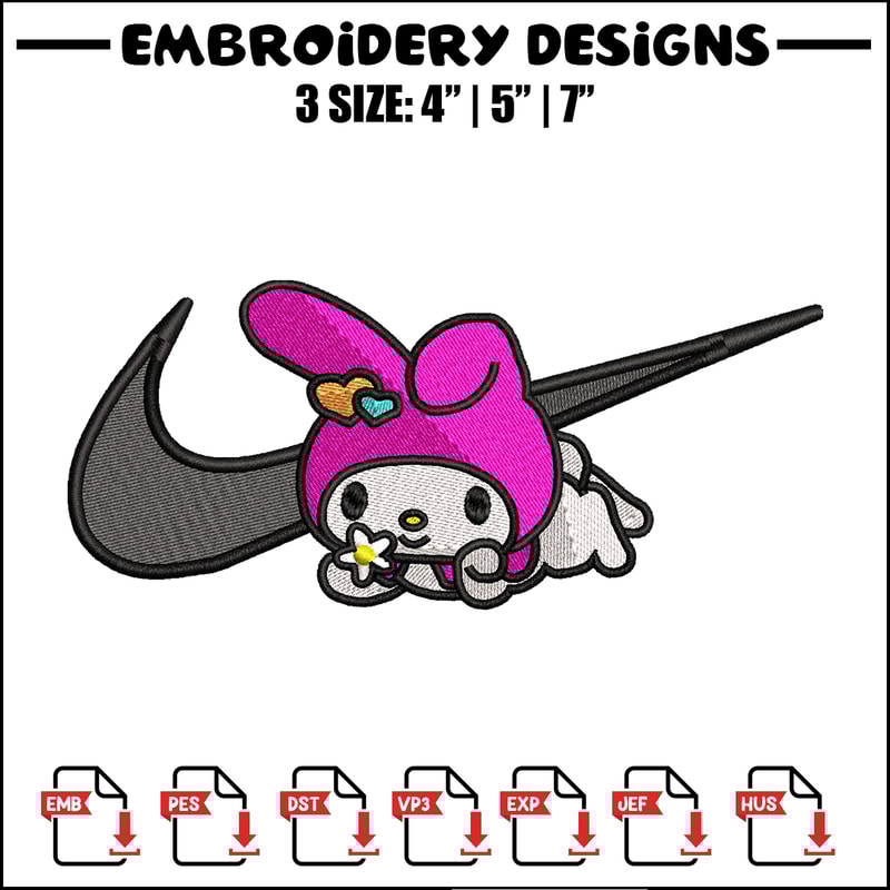 Kuromi Nike embroidery design, Hello kitty embroidery, Nike design, cartoon design, cartoon shirt, Digital download.jpg