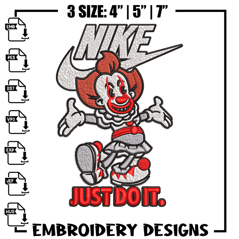 Just Do It Pennywise Embroidery design, Cartoon Embroidery, Nike design, Embroidery file, Nike logo. Instant download..jpg