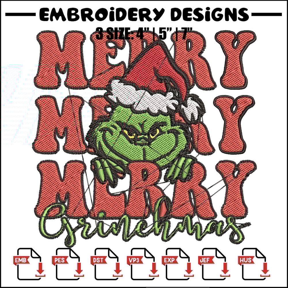Merry Christmas Grinch Embroidery design, Grinch christmas Embroidery, logo design, Embroidery File, Instant download..jpg