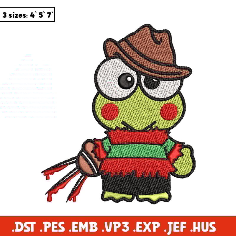 Keroppi Freddy Krueger Embroidery design, Horror Embroidery, horror design, Embroidery File, Digital download..jpg