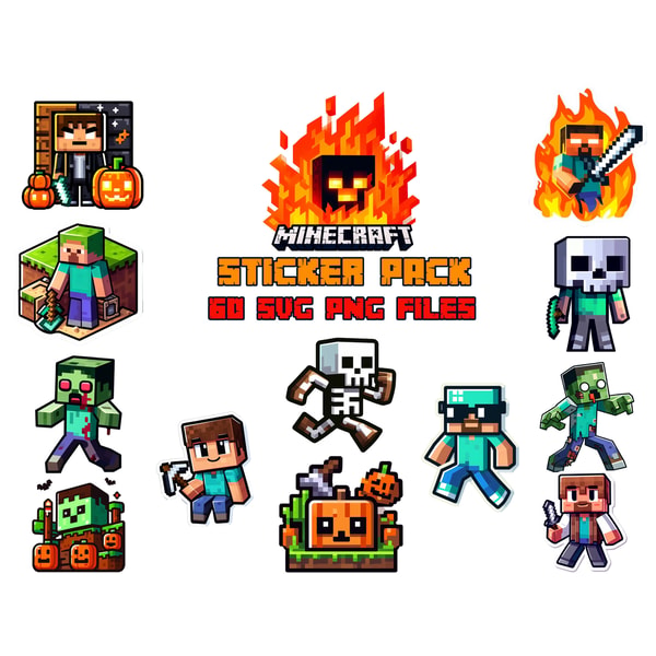 Minecraft Transparent Background Sticker Minecraft sticker svg png bundle, minecraft icons, video gam | Inspire ...