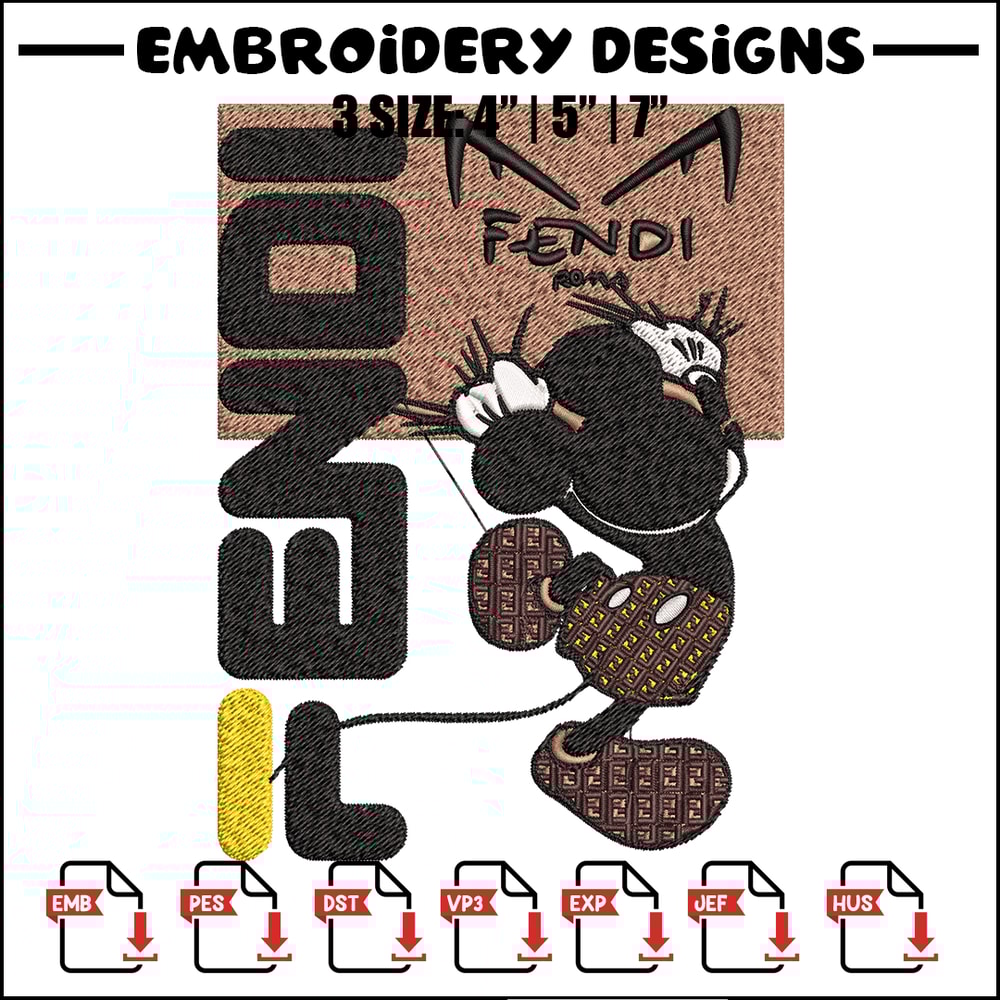 Mickey Fendi Logo Embroidery design, Mickey Mouse cartoon Embroidery, cartoon design, Embroidery File, Instant download..jpg