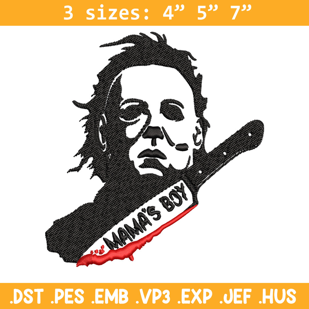 Mama's Boy Embroidery design, Michael Myers Embroidery, Embroidery File, Halloween design, Digital download..jpg