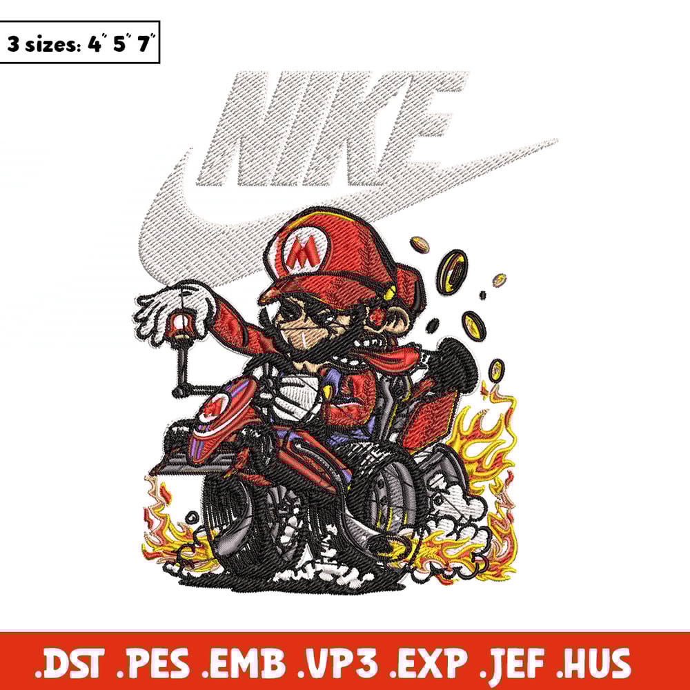 Mario car Nike Embroidery design, Mario car game Embroidery, Nike design, Embroidery file, logo shirt, Instant download..jpg
