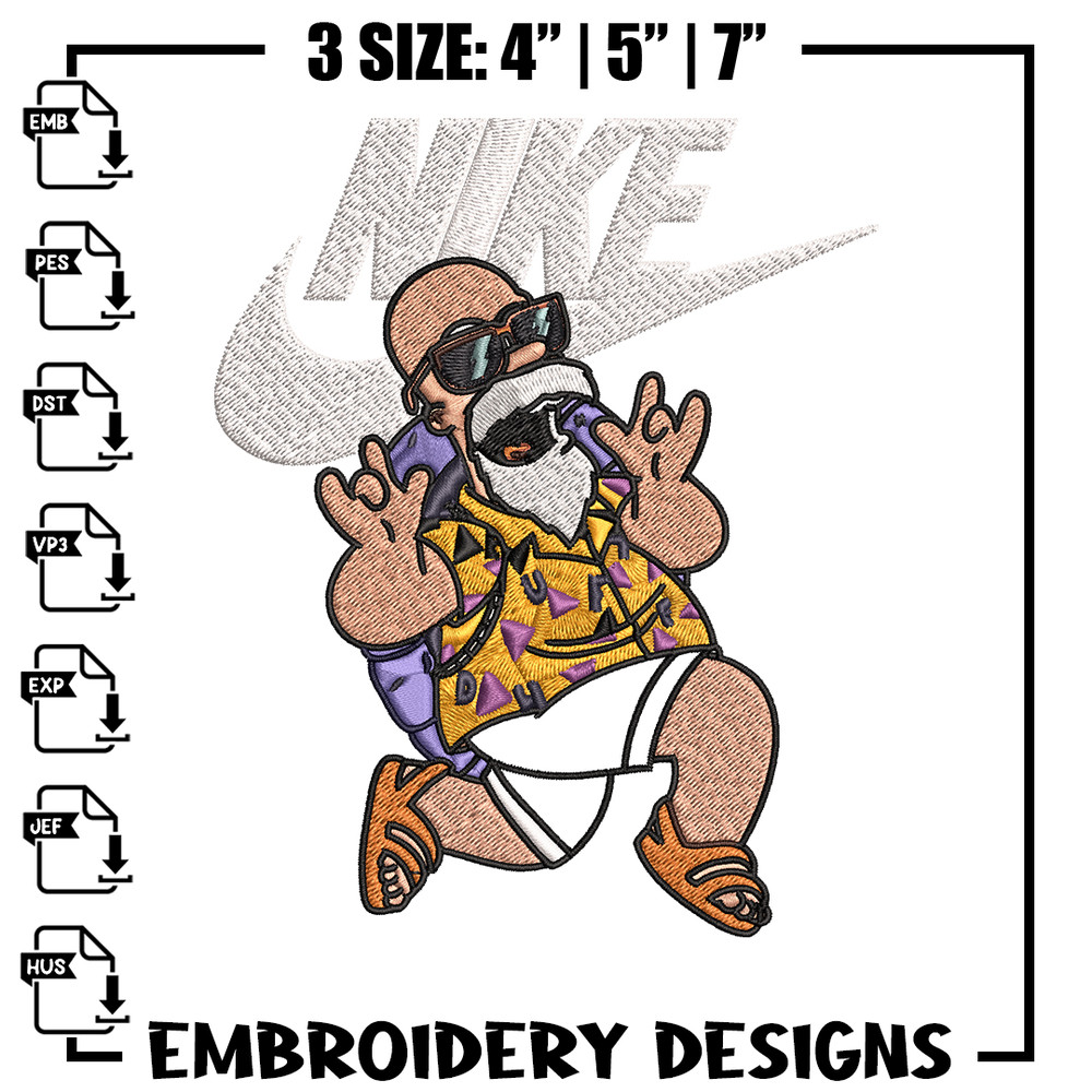 Master Roshi Nike Embroidery design, Dragon ball Embroidery, Nike design, Embroidery file, anime shirt, Instant download.jpg