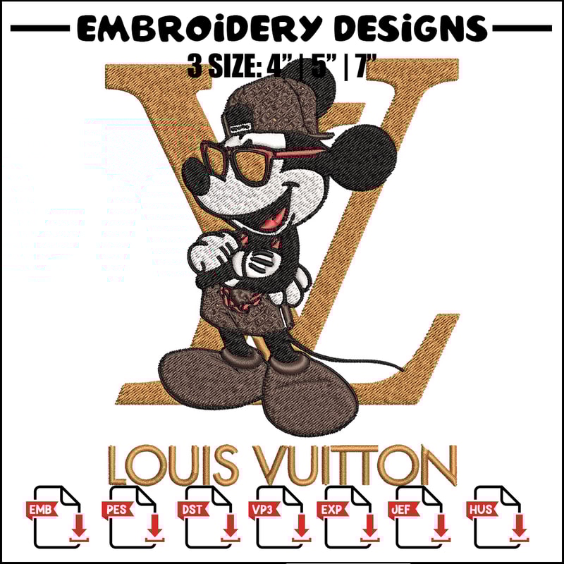 Mickey louis vuitton Embroidery Design, Lv Embroidery, Brand Embroidery, Logo shirt, Embroidery File, Digital download.jpg