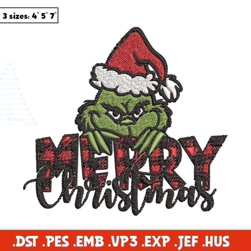 Merry Christmas Grinch Embroidery design, Christmas Grinch Embroidery, logo design, Embroidery File, Instant download..jpg