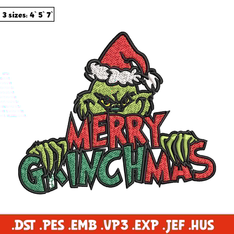 Merry christmas Grinch Embroidery design, Grinch christmas Embroidery, Grinch design, Embroidery File, Instant download..jpg