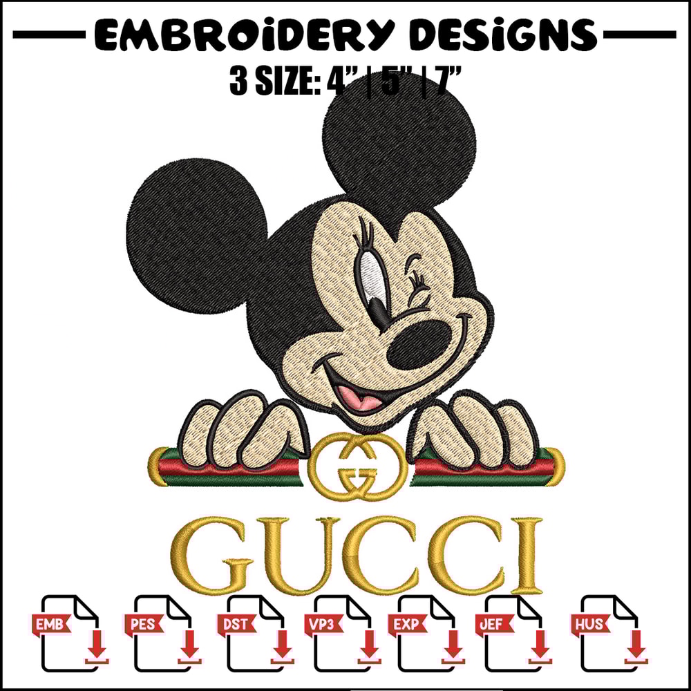 Mickey mouse Embroidery Design, Gucci Embroidery, Brand Embroidery, Embroidery File, Logo shirt, Digital download.jpg