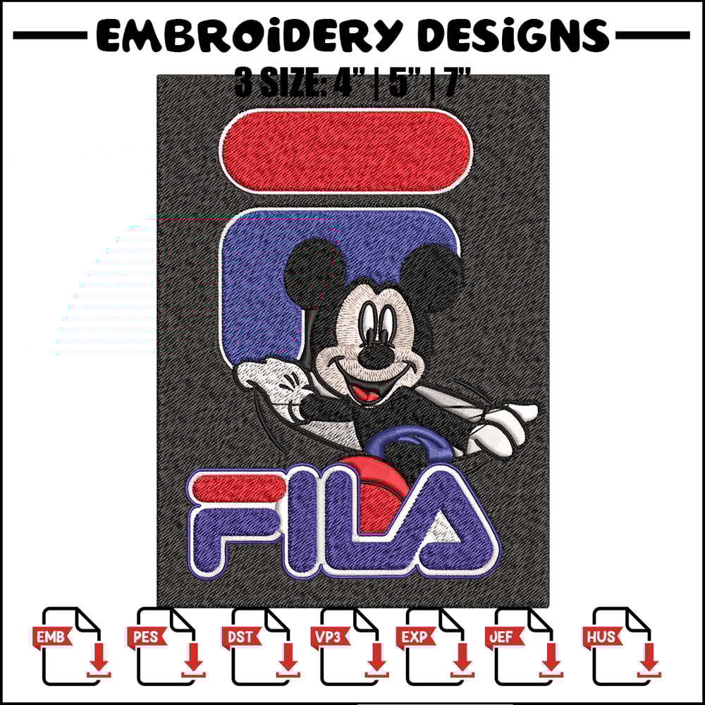 Mickey Mouse Fila Embroidery design, Disney Embroidery, cartoon design, Embroidery File, Fila logo, Instant download..jpg