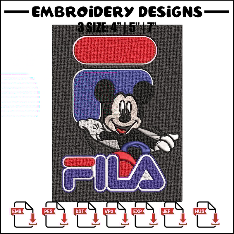 Mickey Mouse Fila Embroidery design, Disney Embroidery, cartoon design, Embroidery File, Fila logo, Instant download..jpg