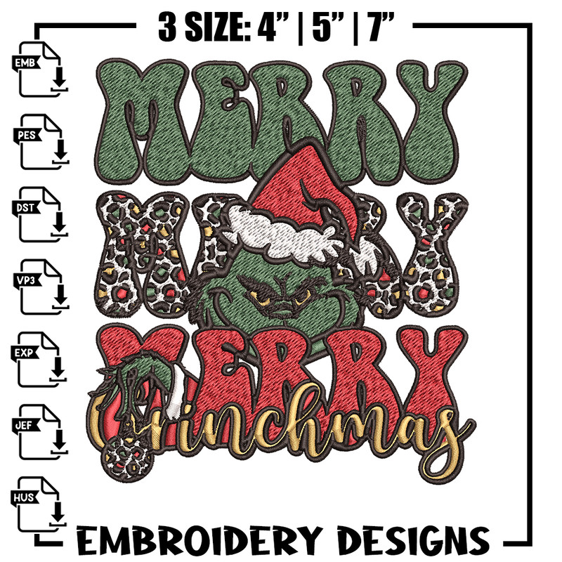 Merry Christmas Grinch Embroidery design, Grinch christmas Embroidery, logo design, Embroidery File, Instant download.jpg