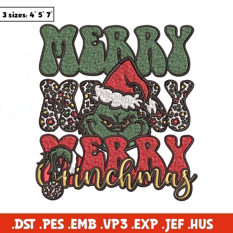 Merry Christmas Grinch Embroidery design, Grinch christmas Embroidery, logo design, Embroidery File, Instant download.jpg