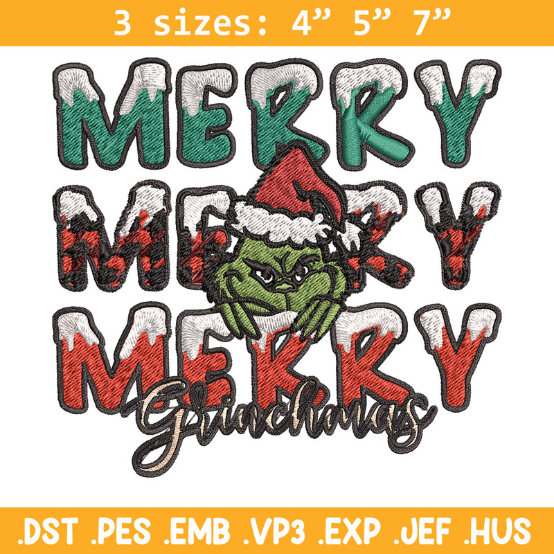 Merry Grinch logo Embroidery design, Grinch Christmas Embroidery, Grinch design, Embroidery File, Digital download..jpg