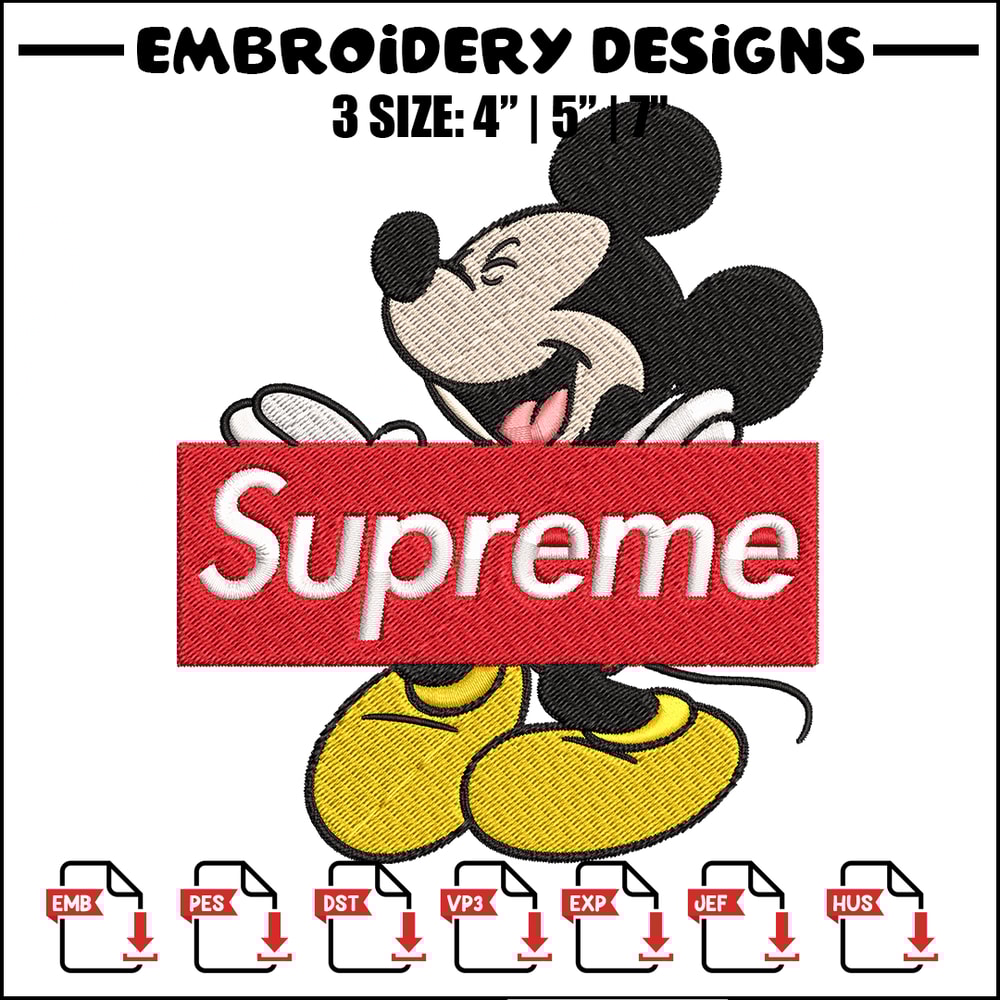 Mickey Mouse Supreme Embroidery design, Disney Embroidery, Disney design, Embroidery File, Digital download..jpg