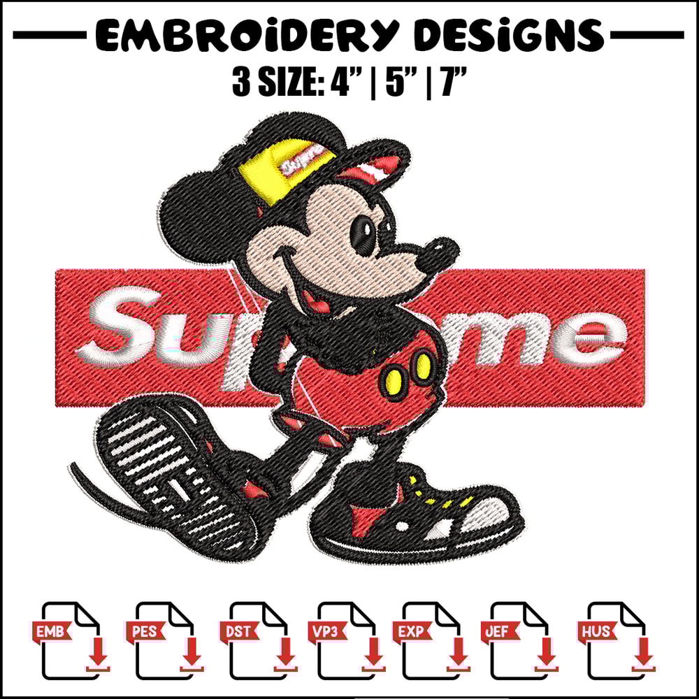 Mickey Mouse Supreme Embroidery design, Disney Embroidery, Disney design, Embroidery File, logo shirt, Digital download..jpg