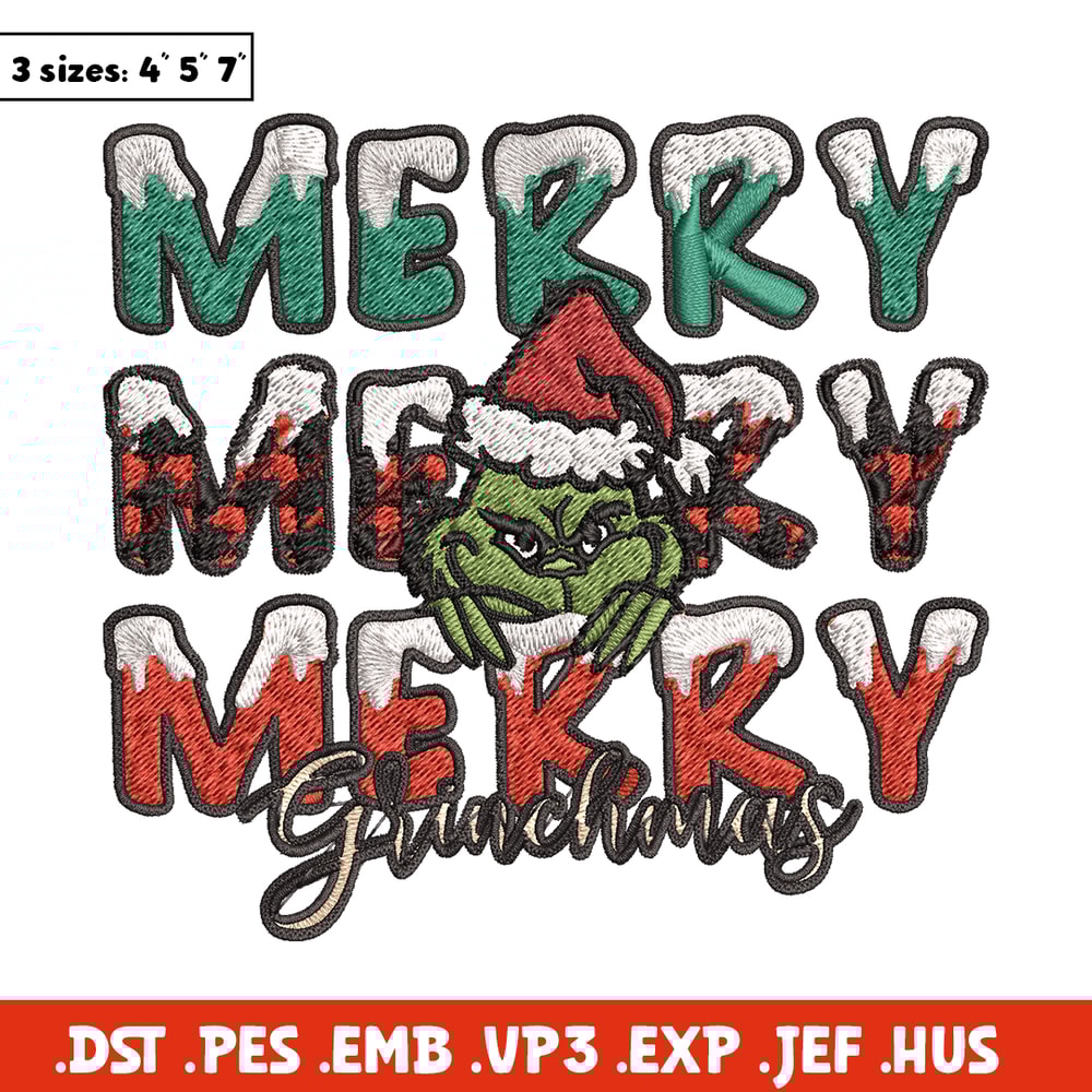 Merry Grinch logo Embroidery design, Grinch Christmas Embroidery, Grinch design, Embroidery File, Digital download..jpg