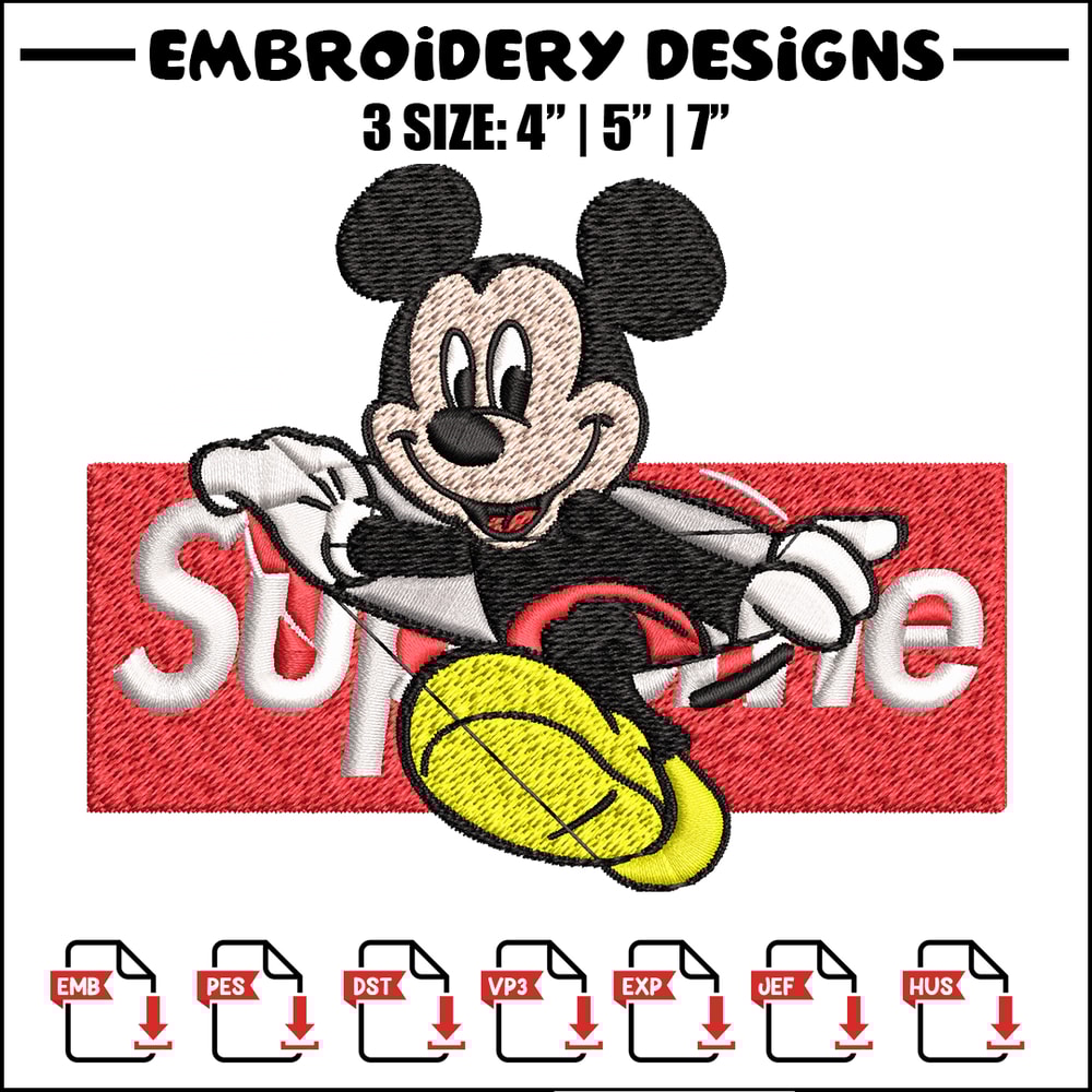 Mickey Mouse Supreme Embroidery design, Disney Embroidery, Embroidery File, Disney design, logo shirt, Digital download..jpg