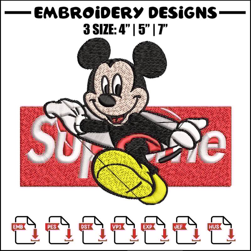 Mickey Mouse Supreme Embroidery design, Disney Embroidery, Embroidery File, Disney design, logo shirt, Digital download..jpg