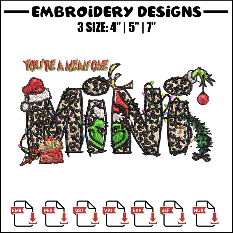 Mini Grinch christmas Embroidery design, Grinch Christmas Embroidery, Grinch design, Embroidery File, Digital download.jpg