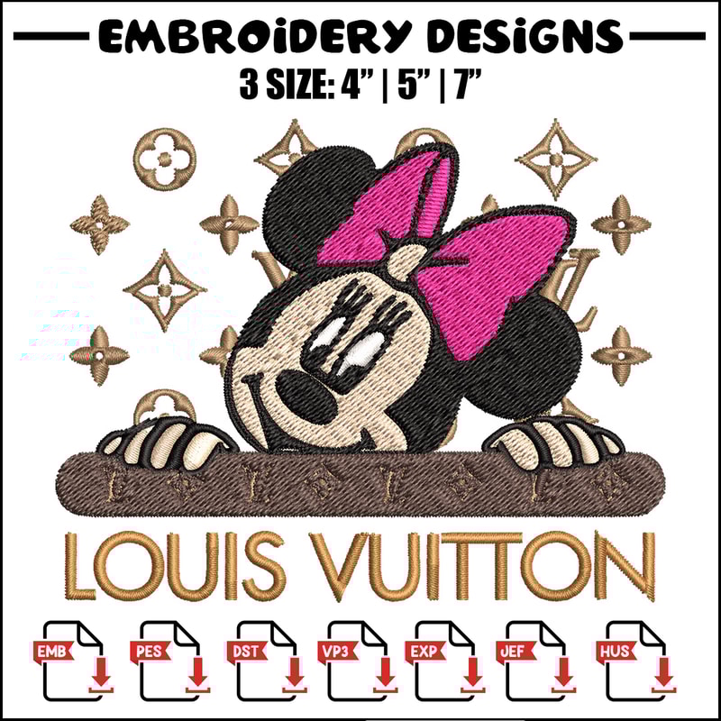 Minnie head lv Embroidery Design, Lv Embroidery, Embroidery File, Brand Embroidery, Logo shirt, Digital download.jpg