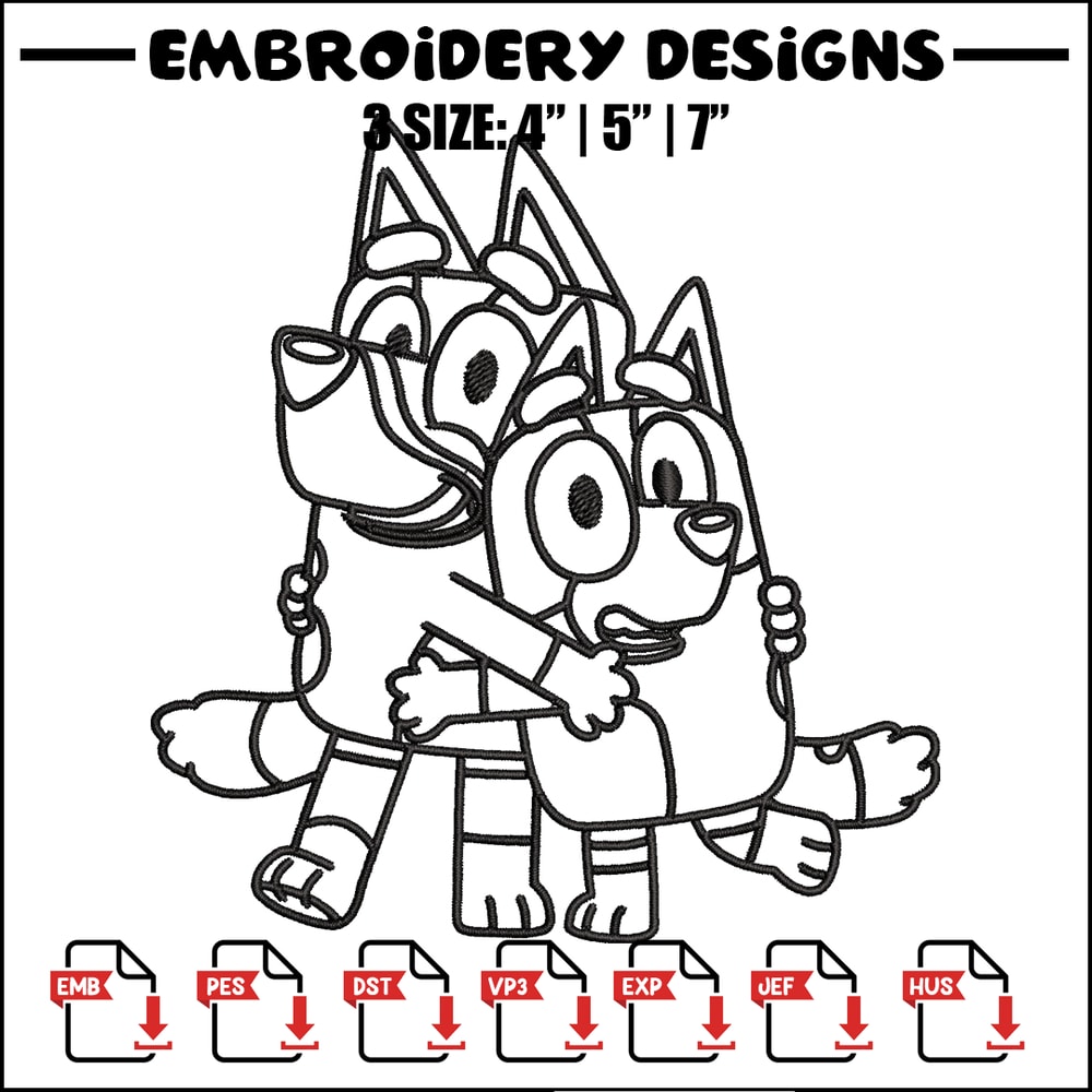 Mom and Dad Bluey Coloring Pages Embroidery, Bluey Embroidery, Embroidery File, cartoon design, Digital download..jpg