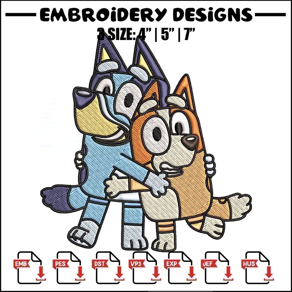 Mom and Dad Bluey Embroidery, Bluey Embroidery, Embroidery File, cartoon design, cartoon shirt, Digital download..jpg