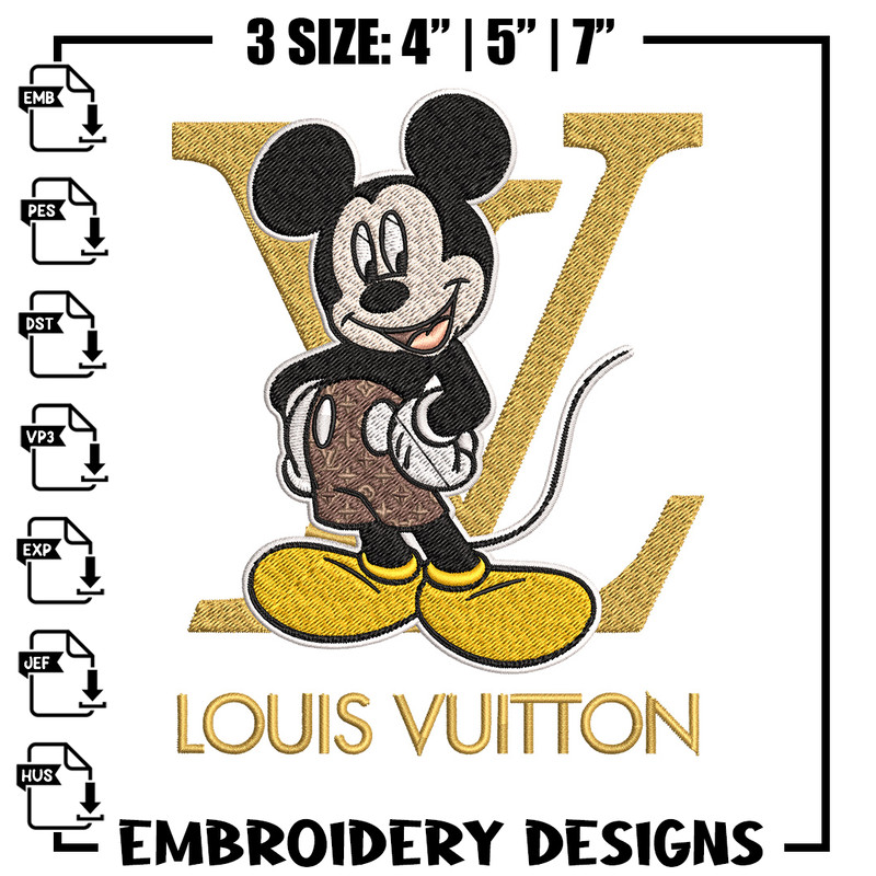 Mickey logo lv Embroidery Design, Lv Embroidery, Embroidery File, Brand Embroidery, Logo shirt, Digital download.jpg