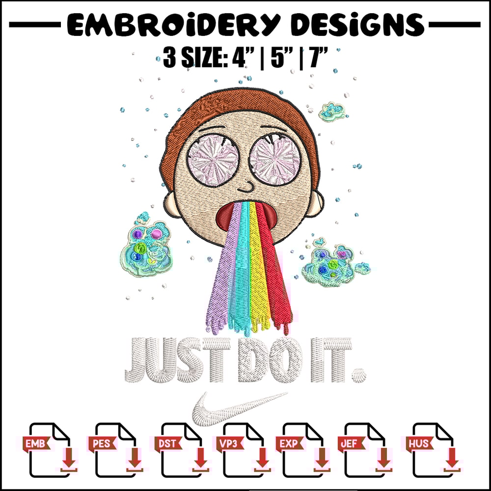 Morty Smith Just Rick It Embroidery design, Cartoon Embroidery, Logo Nike design, Embroidery file, Instant download..jpg