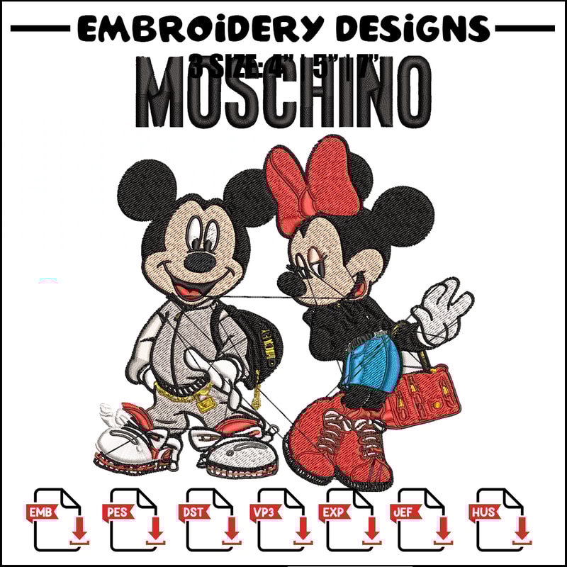 Moschino Mickey and Minnie mouse Embroidery design, Disney Embroidery, cartoon design, Embroidery File, Digital download.jpg