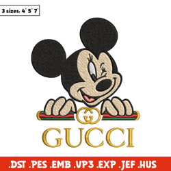 Mickey mouse Embroidery Design, Gucci Embroidery, Brand Embroidery, Embroidery File, Logo shirt, Digital download