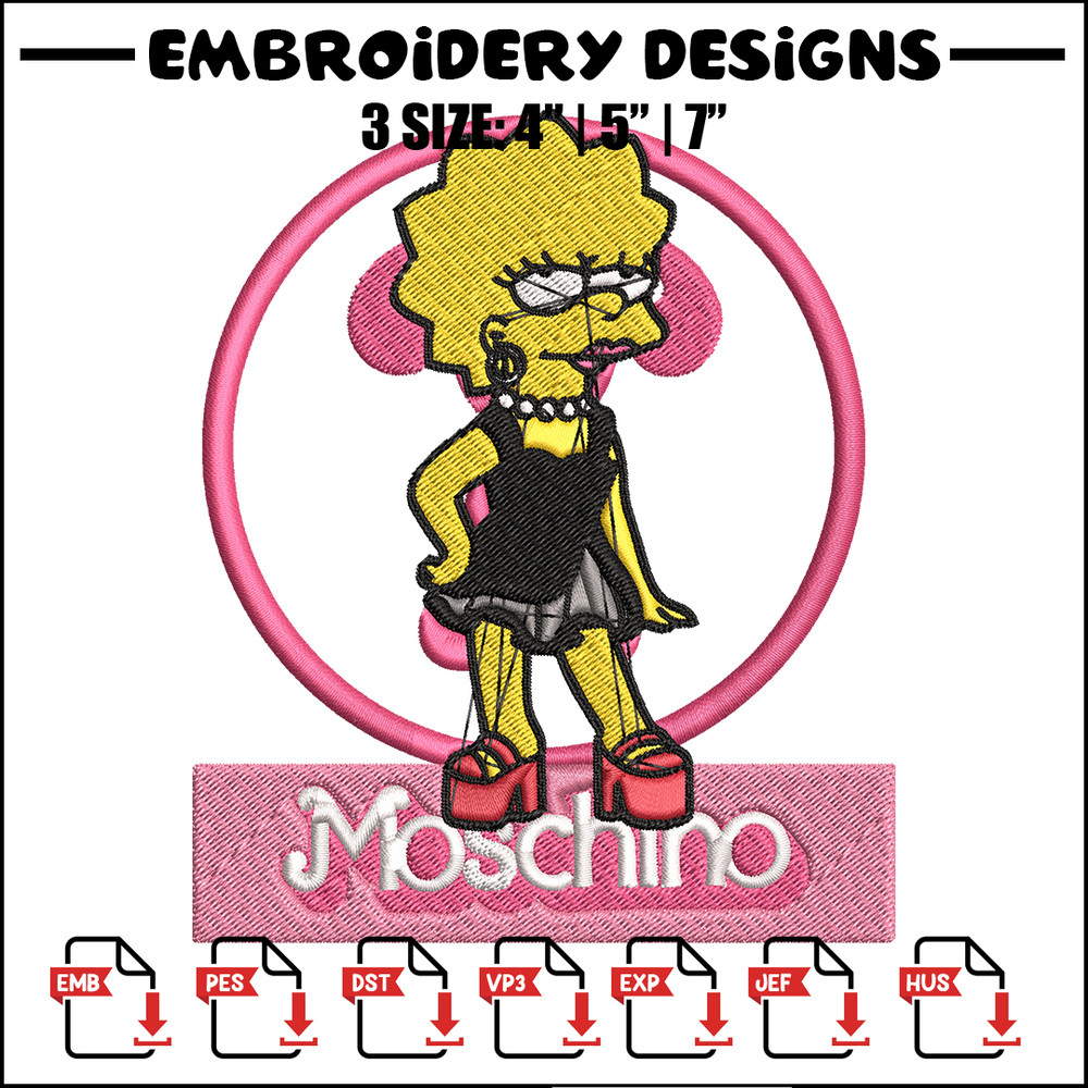 Moschino Milano Lisa Simpson Embroidery design, Simpson Embroidery, cartoon design, Embroidery File, Digital download..jpg