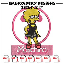 moschino milano lisa simpson embroidery design, simpson embroidery, cartoon design, embroidery file, digital download.