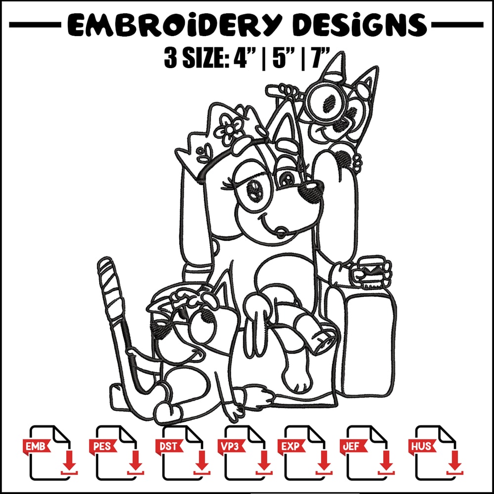 Mum bluey bingo Coloring Pages Embroidery, Bluey Embroidery, Embroidery File, cartoon design, Digital download..jpg