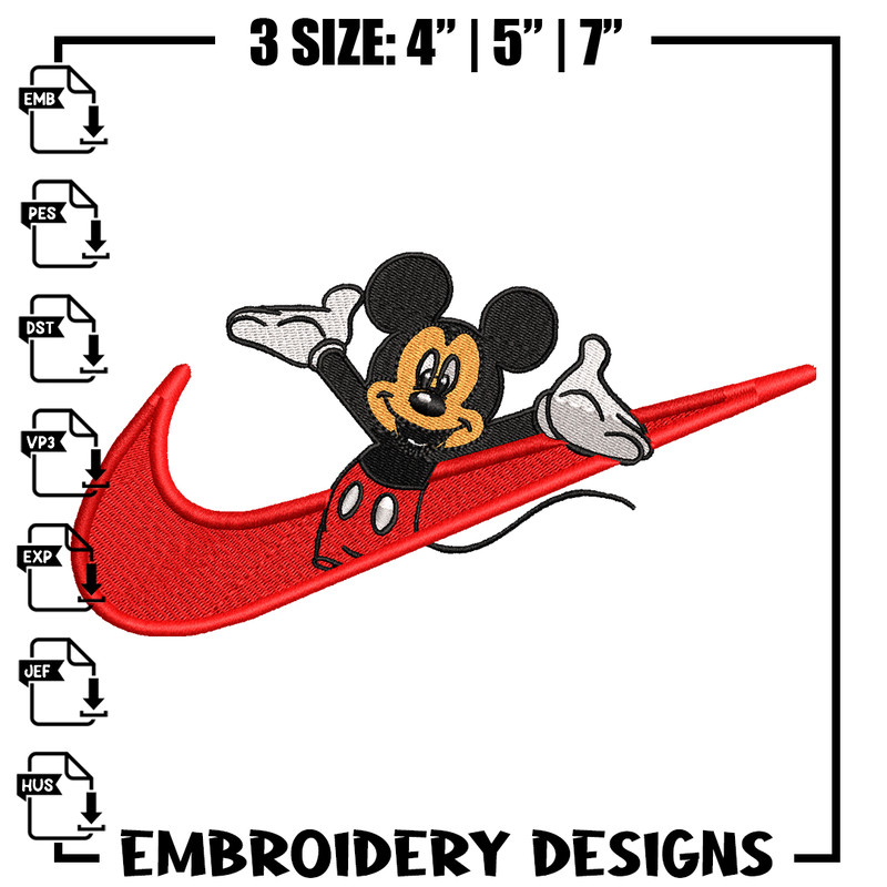 Mickey mouse Nike embroidery design, Disney embroidery, Nike design, cartoon design, cartoon shirt, Digital download.jpg